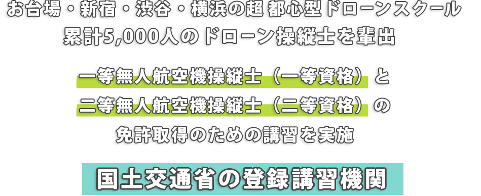 東京お台場 新宿 渋谷 都心型ドローンスクール ドローン資格のハミングバード