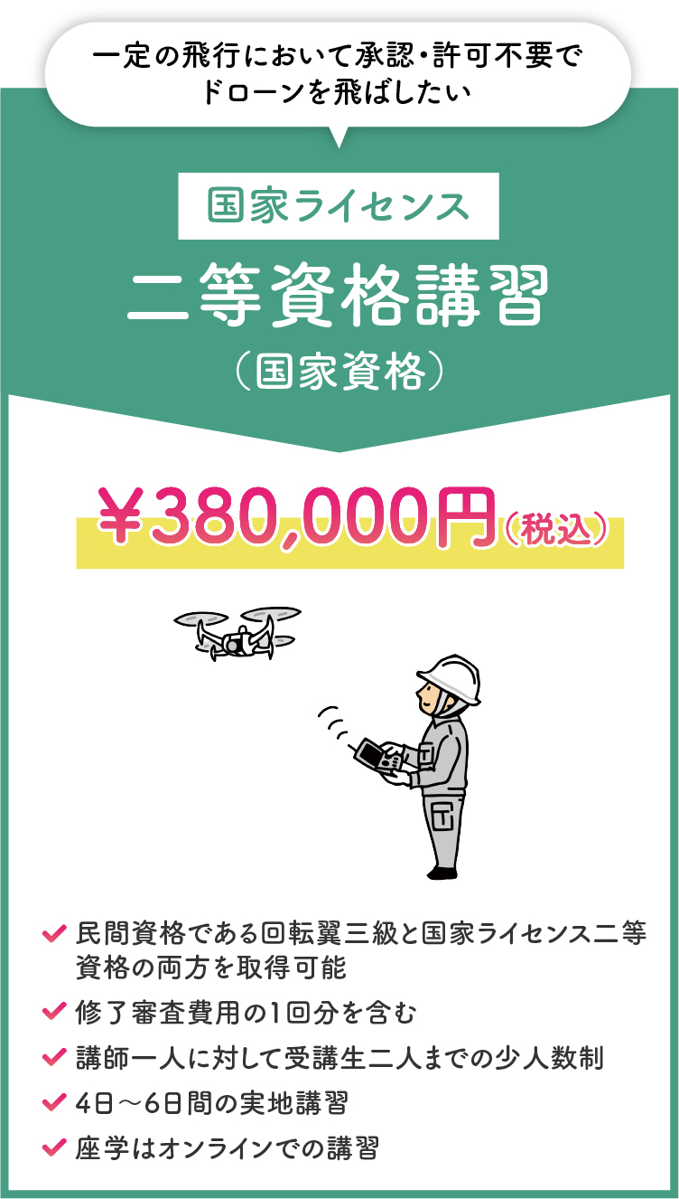 二等資格講習（国家資格）￥380,000（税込）