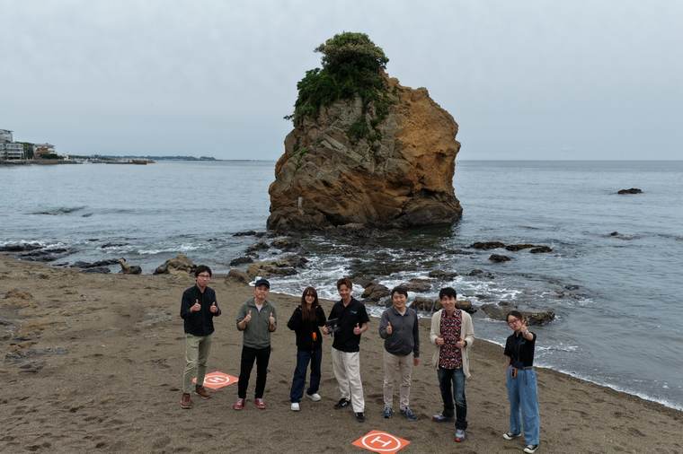 立石海岸での空撮会